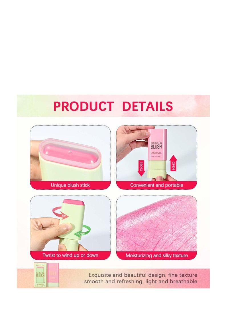 KASTWAVE Blush Beauty Wand, Solid Moisturizer Stick, Multi Use Makeup Waterproof Blush Stick, Natural Looking, Suitable for Cheeks Glow Dewy Finish (Hot Red) - Image 3