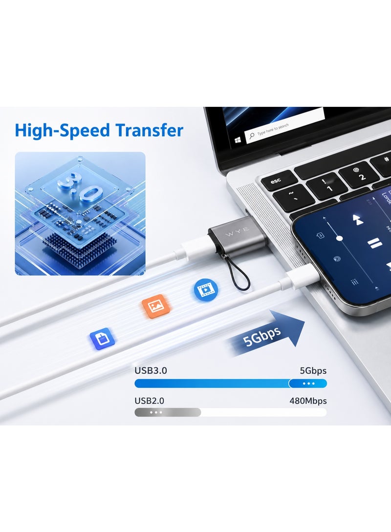 WYE Y-OTG1 USB-A to USB-C OTG Adapter | USB 3.0 Type-C Converter for Fast Data Transfer | USB Connector Adapter for Smartphones, Tablets, Laptops & Flash Drives - Image 5