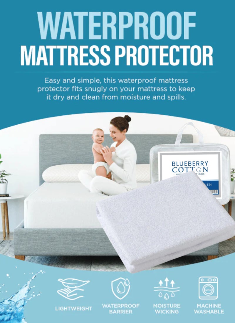 Blueberry - Waterproof Terry Towel Mattress Protector Ultra-Soft Mattress Cover 140X200+25cm - Image 1