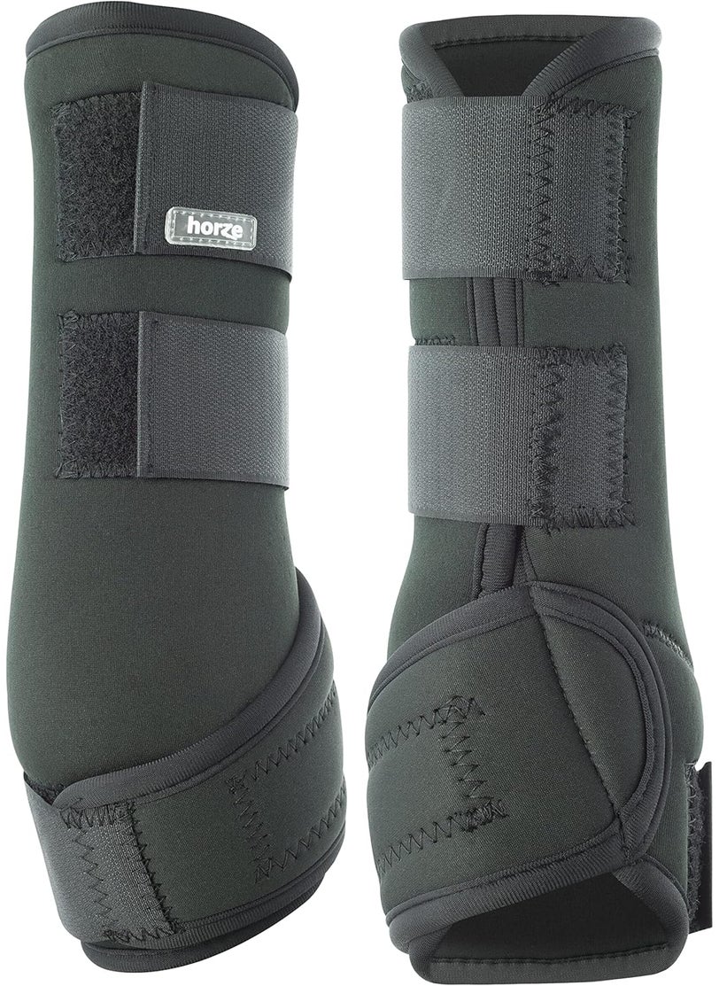 horze HORZE Brushing Splint Boots for Horses Pair  Durable Neoprene Secure Closure Lightweight  Black  L  - Image 1