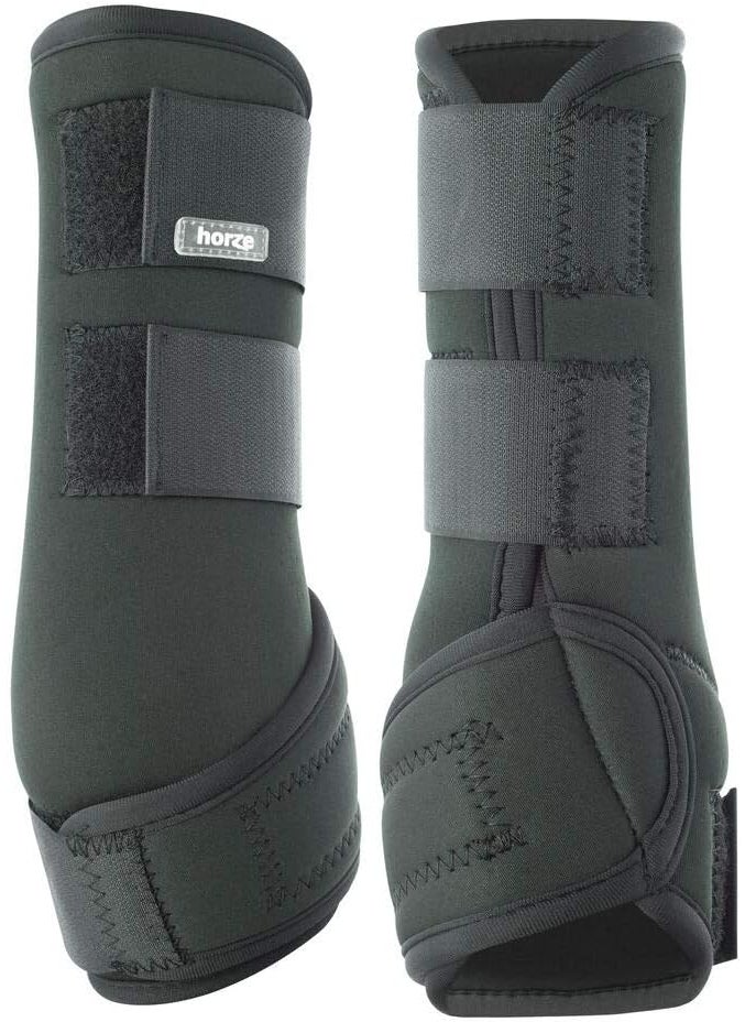 horze HORZE Brushing Splint Boots for Horses Pair  Durable Neoprene Secure Closure Lightweight  Black  L  - Image 2