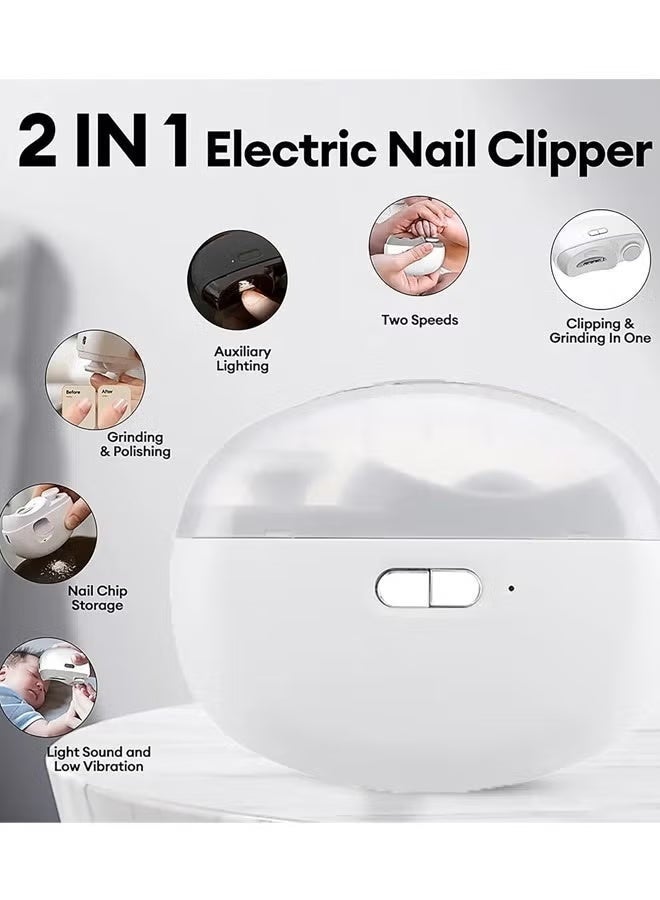 Electric Nail Clipper Electric Safety Nail Clipper with LED Light  2-in-1 USB Rechargeable Safety Fingernail Trimmer Nail Cutter Manicure for Baby Elderly Care Tools 500mAh USB-C Low-Noise Nail Cutter with Debris Catcher Electric Automatic Nail Clipper for Kids Elderly All Family Pink - Image 3