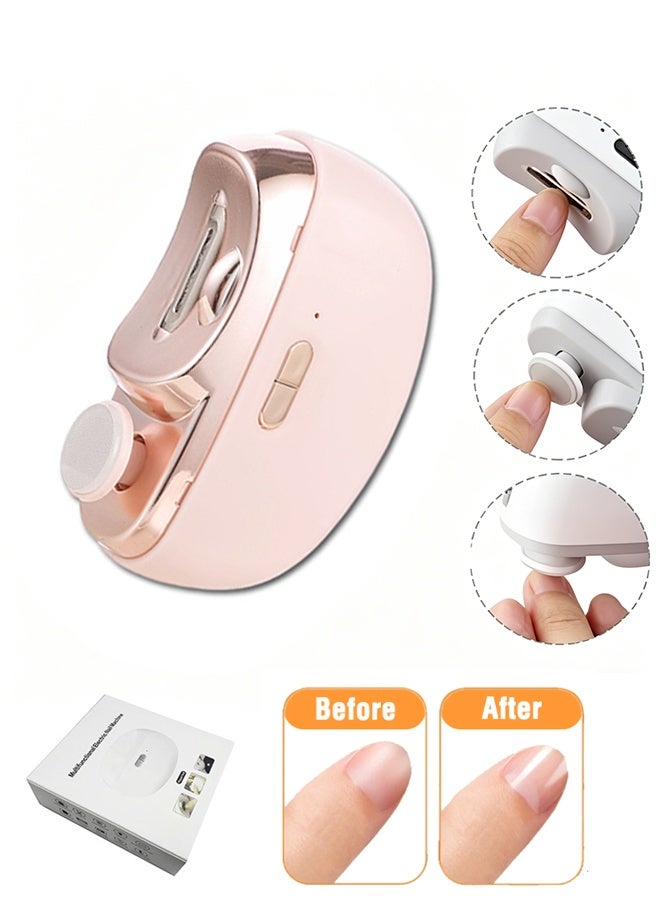 Electric Nail Clipper Electric Safety Nail Clipper with LED Light  2-in-1 USB Rechargeable Safety Fingernail Trimmer Nail Cutter Manicure for Baby Elderly Care Tools 500mAh USB-C Low-Noise Nail Cutter with Debris Catcher Electric Automatic Nail Clipper for Kids Elderly All Family Pink - Image 1