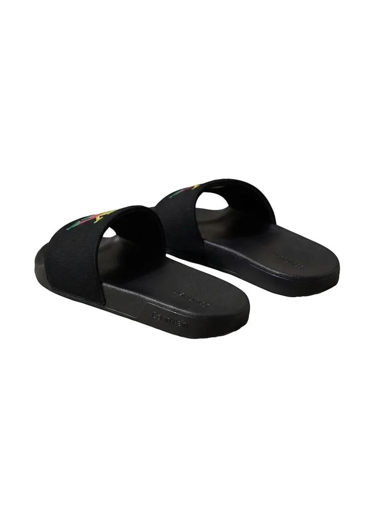 Calvin Klein Triple Black Canvas Contoured Logo Sliders for Men | Best Price UAE