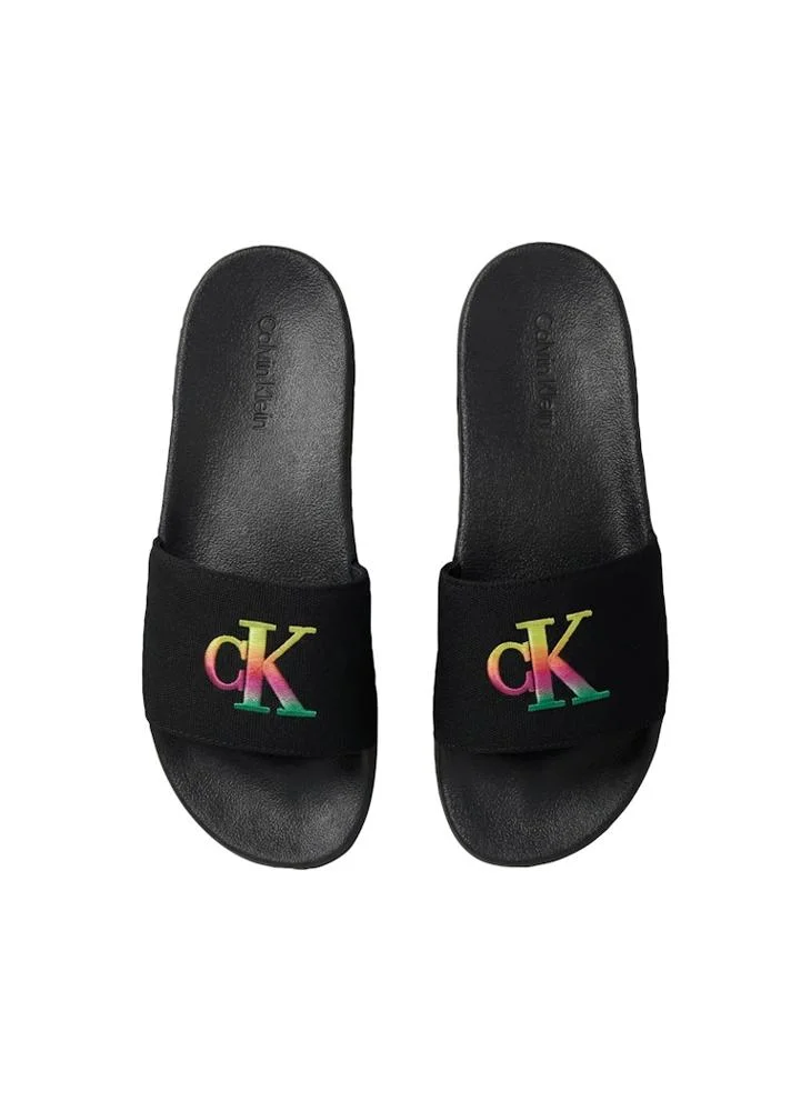 Calvin Klein Triple Black Canvas Contoured Logo Sliders for Men | Best Price UAE