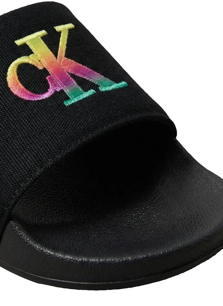 Calvin Klein Triple Black Canvas Contoured Logo Sliders for Men | Best Price UAE