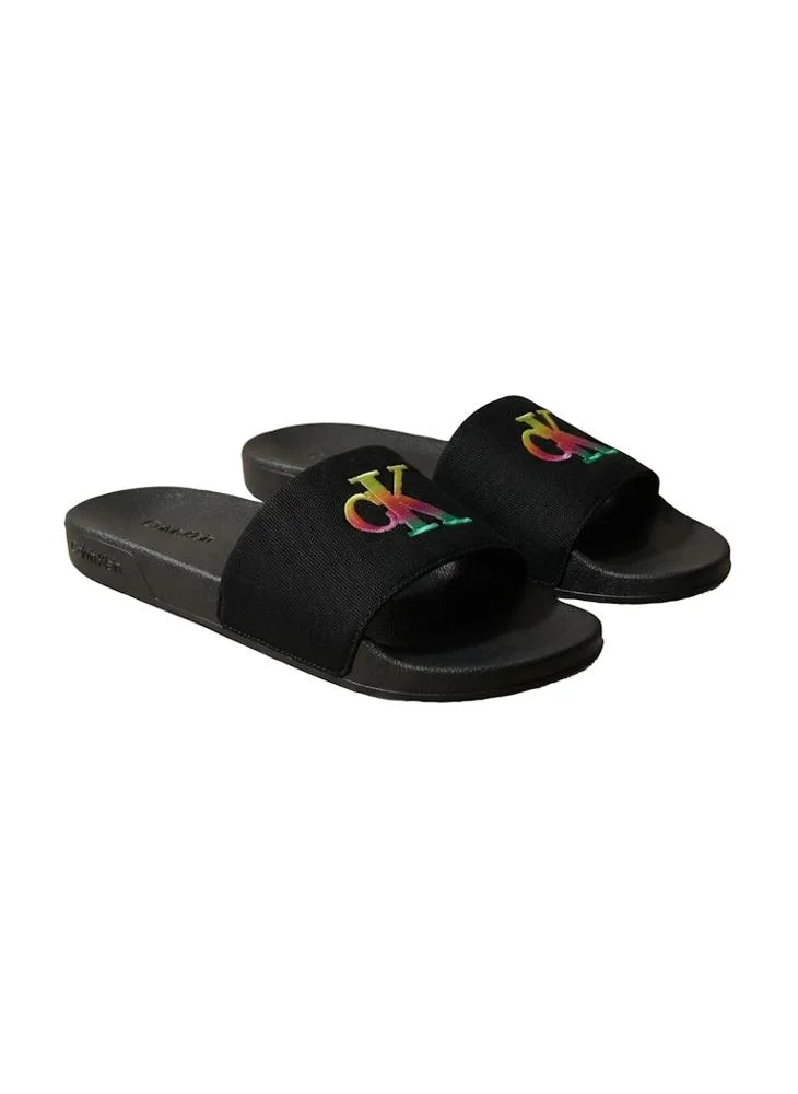 Calvin Klein Triple Black Canvas Contoured Logo Sliders for Men | Best Price UAE