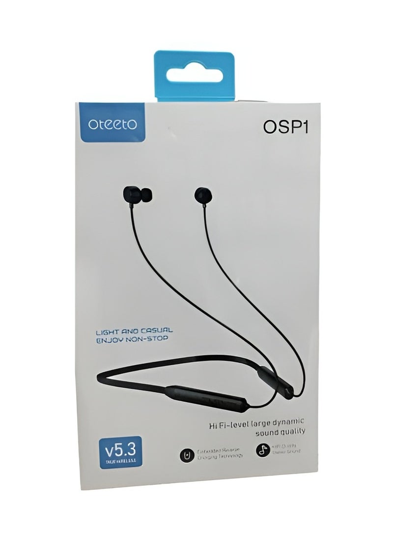 Oteeto Bluetooth Neckband Headphones Light with 5.3 Bluetooth Black - Image 1