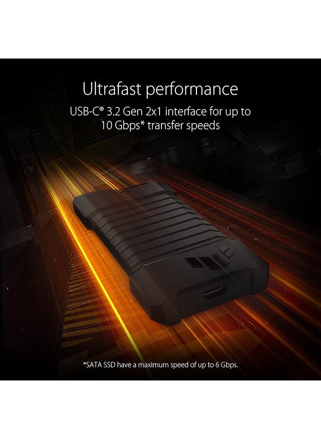 ASUS TUF Gaming A1 External Dual M.2 NVMe PCIe SSD Enclosure - USB-C, SATA interfaces, M.2 Q-Latch for Easy Installation, Drop Resistance, IP68 Water and dust Resistance, PS5 and Xbox Support Black - Image 2