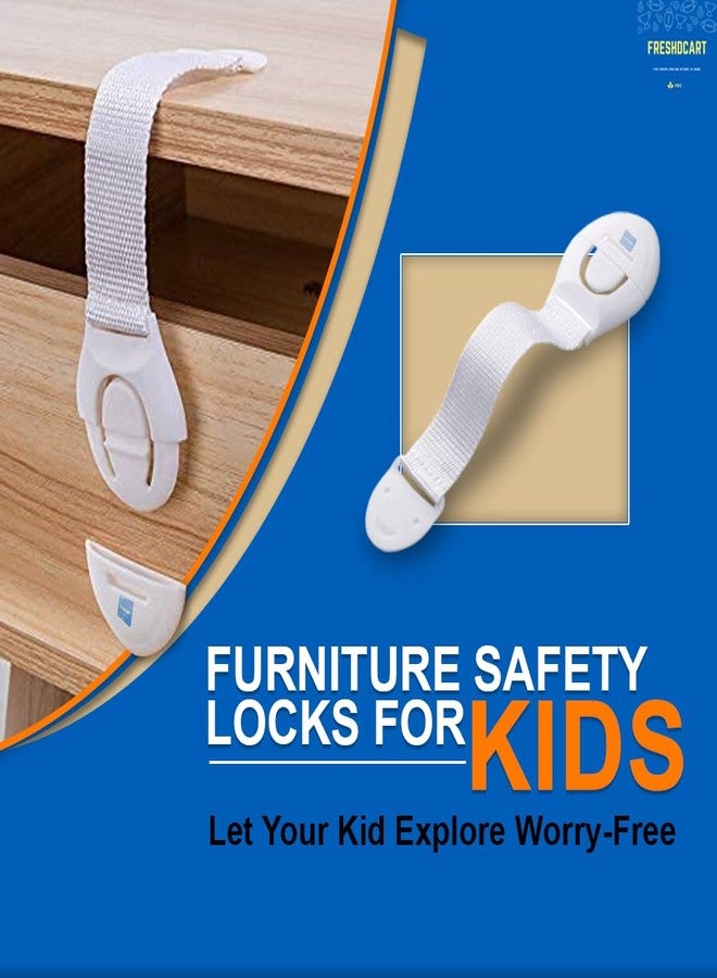 FreshDcart FDCA3820 Baby Safety Strap Locks Cabinet Locks for Babies Childproof Safety Latches Baby Proof Lock for Drawers,Doors,Cupboards,Wardrobes,Toilets,Furniture (10) - Image 2