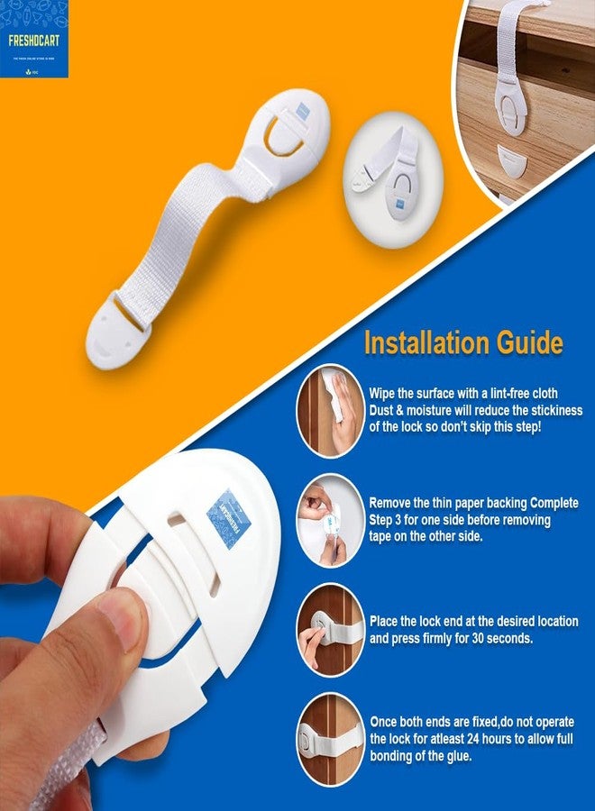 FreshDcart FDCA3820 Baby Safety Strap Locks Cabinet Locks for Babies Childproof Safety Latches Baby Proof Lock for Drawers,Doors,Cupboards,Wardrobes,Toilets,Furniture (10) - Image 5