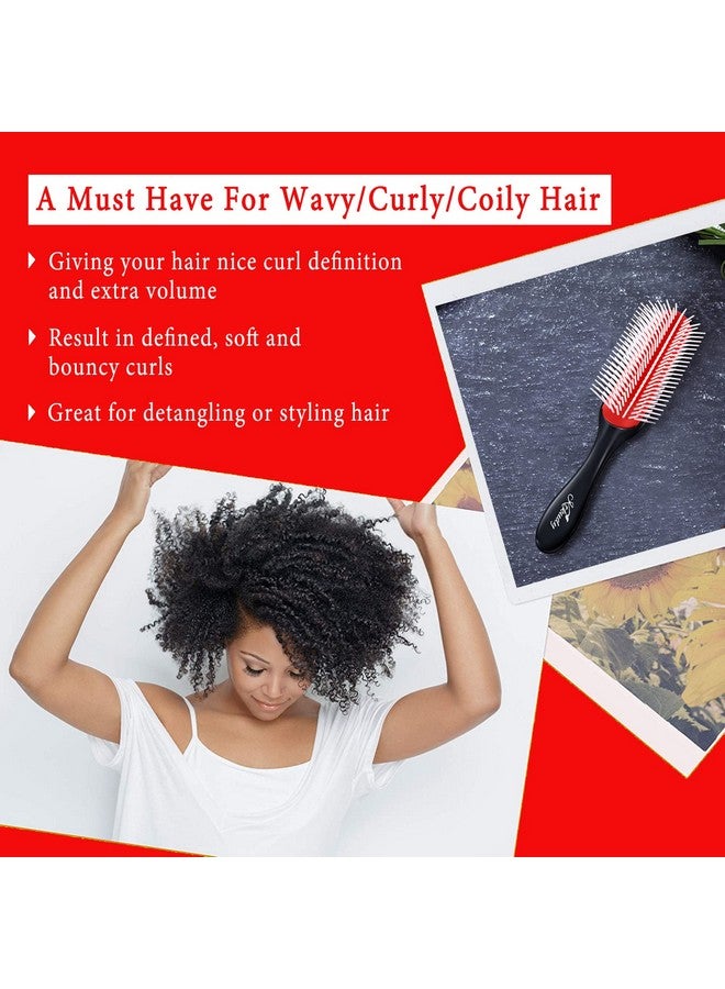 KTKUDY Curly Hair Brush - 9 Row Styling Brush for Detangling & Defining Curls, Heat Resistant, Ideal for Wavy, Curly or Coily Hair - Black - Image 3