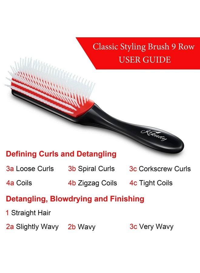 KTKUDY Curly Hair Brush - 9 Row Styling Brush for Detangling & Defining Curls, Heat Resistant, Ideal for Wavy, Curly or Coily Hair - Black - Image 5
