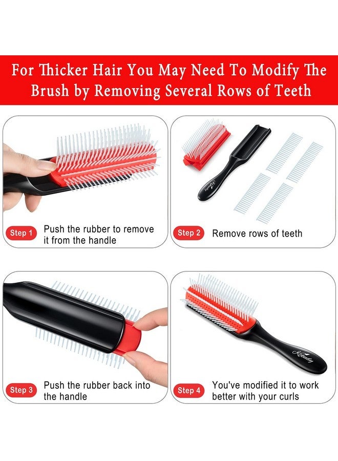 KTKUDY Curly Hair Brush - 9 Row Styling Brush for Detangling & Defining Curls, Heat Resistant, Ideal for Wavy, Curly or Coily Hair - Black - Image 4