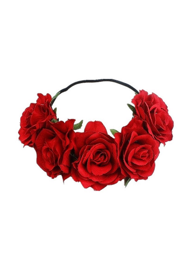 NIBEMINENT Polyester Floral Design Hair Band Red One size