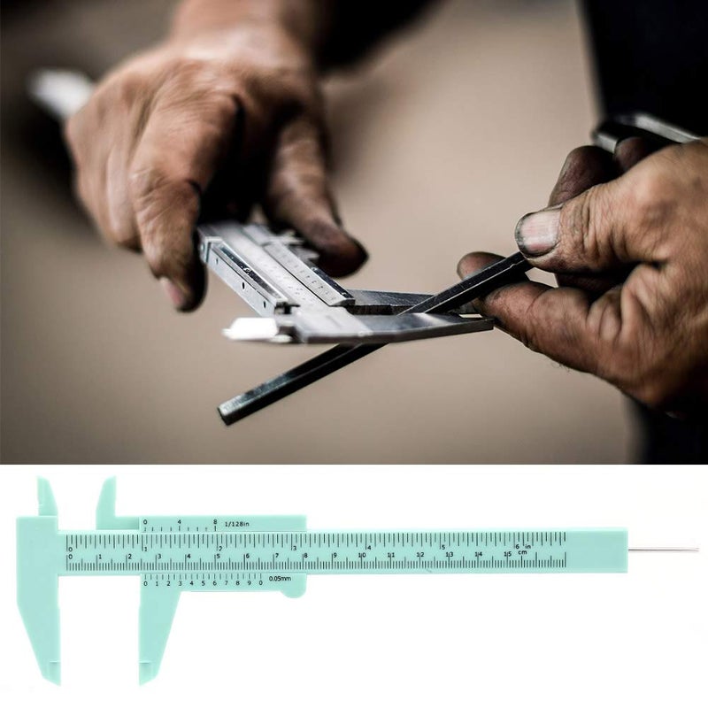 Baxnore1b8g6rnz9d 04 Plastic Vernier Caliper Measuring Tool Double Rule Scale Portable Industrial Jewelry Measurement Green - Image 3