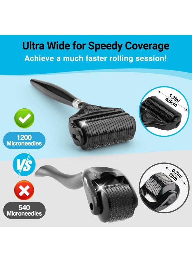 Tilcare Beard and Hair Ultra Wide Derma Roller (1Pack) - Sterile 1200 Grade A Titanium Microneedles Titanium Derma Roller 0.25mm - Image 3
