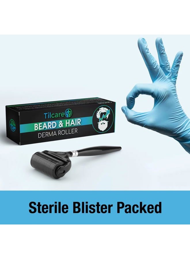 Tilcare Beard and Hair Ultra Wide Derma Roller (1Pack) - Sterile 1200 Grade A Titanium Microneedles Titanium Derma Roller 0.25mm - Image 4