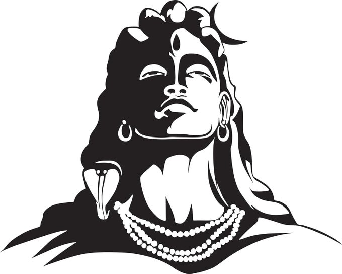 PVC VINYL ADIYOGI SHIVA BIG SIZE 3D WALL STICKER DECAL FOR WALL LIVING ROOM HALL SIZE 58 CM X 63 CM BLACK PACK OF 1