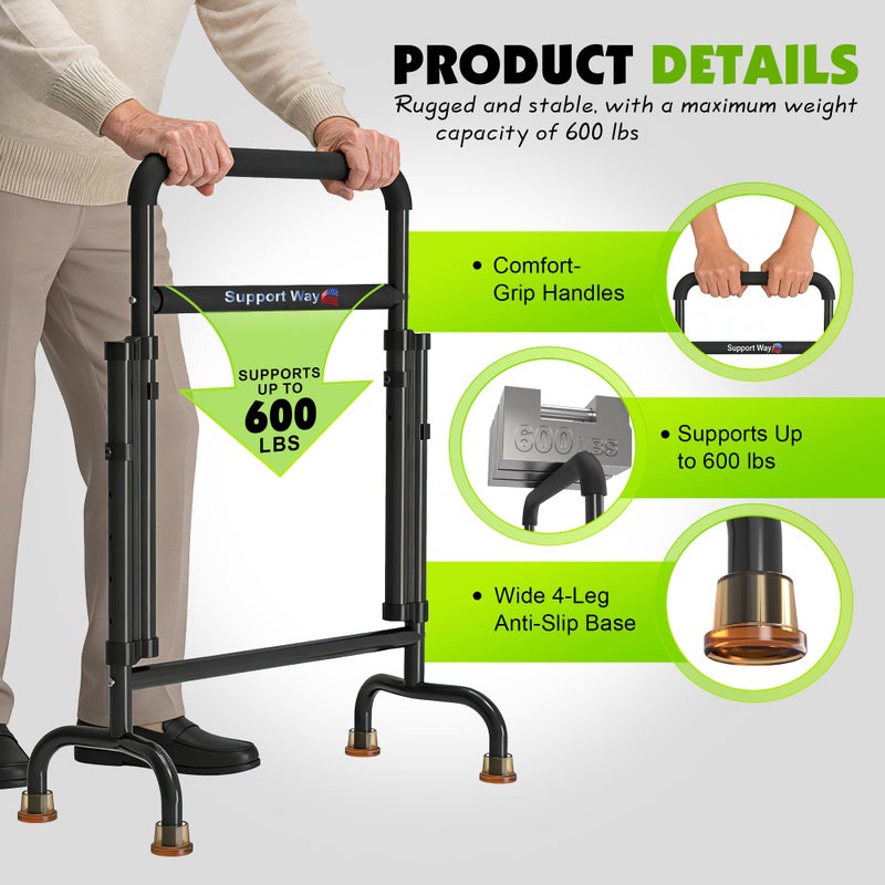 Support Way Stand Assist for Chair & Couch â€“ Reinforced Dual-Tube Design, Height Adjustable Mobility Aid for Seniors, Lightweight Metal Frame with 600lb Capacity - Image 3