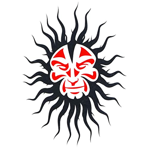 AFH Sun Head Waterproof Black Red Temporary Body Tattoo Stickers for Men and Women - Image 1