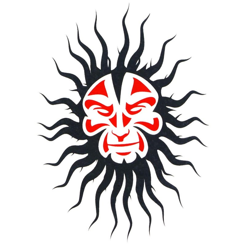 AFH Sun Head Waterproof Black Red Temporary Body Tattoo Stickers for Men and Women - Image 5