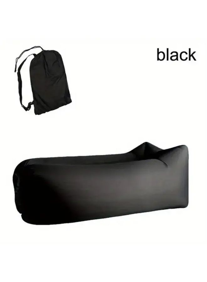 Black Inflatable Sofa Fast Foldable for Camping Lounging Gift - Image 2