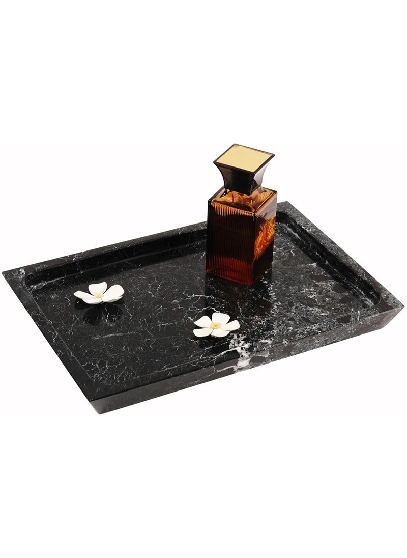 RADICALn - Radicaln Marble Tray Black 12" Inches Handmade Rectangle Kitchen Table Décor Tray - Bathroom Storage Vanity Tray, Charcuterie Board - Serving Coffee Tray for Round Coffee Table - Image 1