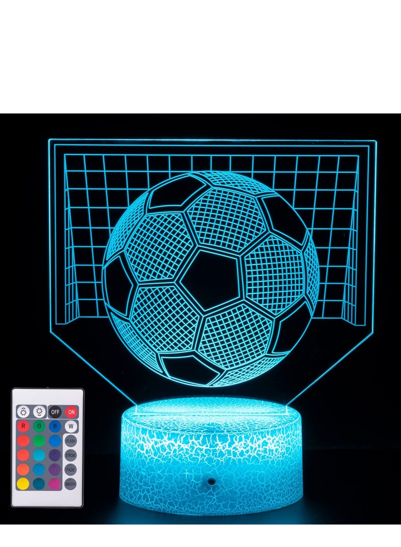 SYOSI Football 3D Illusion Lamp, Football Gifts for Boys Girls, 3D Night Light with 16 Colors Change Remote Control Decorative Desk Lamp Creative Birthday Gift Sports Fans Toys - Image 1