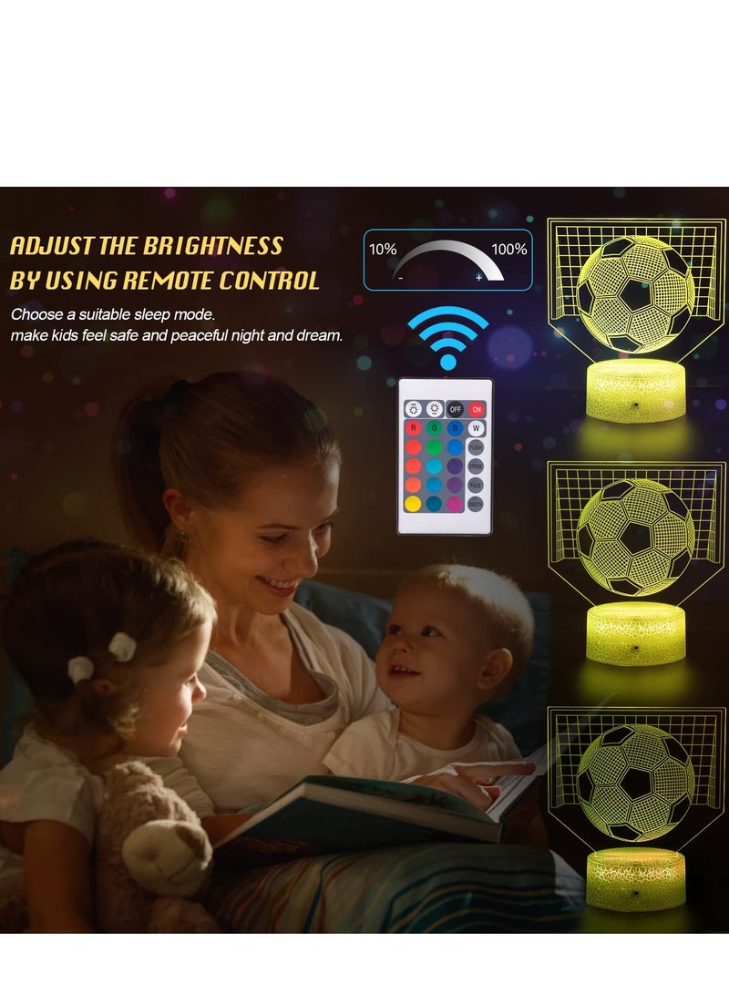 SYOSI Football 3D Illusion Lamp, Football Gifts for Boys Girls, 3D Night Light with 16 Colors Change Remote Control Decorative Desk Lamp Creative Birthday Gift Sports Fans Toys - Image 2