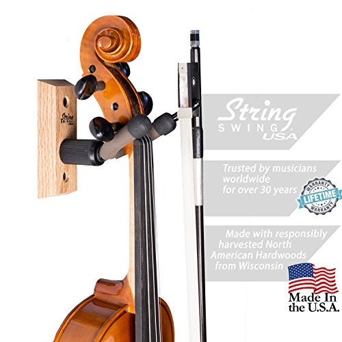 String Swing Violin Hanger Wooden Wall Mount for Home & Studio CC01V-O Hardwood Oak - Image 3