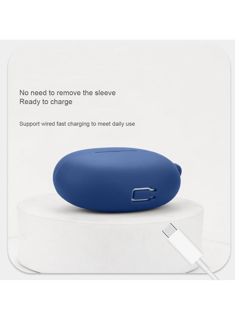 Silicone Case for Realme Buds Air 6 Pro Bluetooth Headset Protective Cover with Carabiner (Blue)  - Image 5