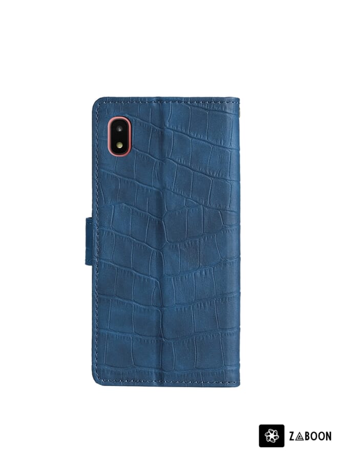 Zaboon Protective Case For Samsung Galaxy A21 Japanese Version Skin Feel Crocodile Texture Magnetic Clasp Horizontal Flip PU Leather Case with Holder & Card Slots & Wallet - Image 3