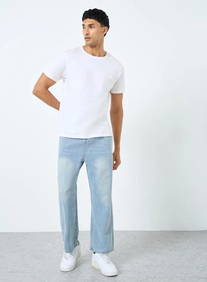 ستايلي Styli Mid Rise Loose Fit Jeans with Side Taping