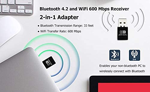 V88R Bluetooth WiFi Adapter - Dual Band Wireless Network External Receiver, Mini WiFi Dongle for PC/Laptop/Desktop for All Windows 10/8/7/XP,Mouse,Keyboard,Headset,Speaker - Image 5