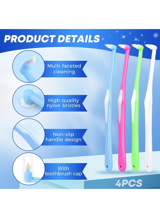 4 Pcs  Toothbrush,Single Tufted Toothbrushes with Cover,Compact Soft Toothbrush,Slim  Teeth Brush for Dental Cleaning for Sensitive Gums Deep Cleaning - Image 2