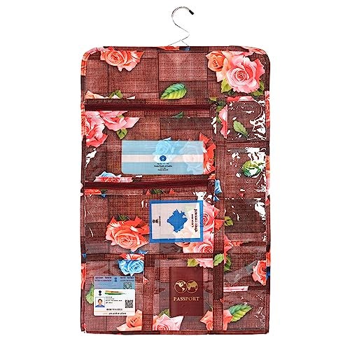 Kuber Industries Document Holder | PVC Flower Design Document Organizer | Double Sided Document Holder for Home | 7 Small Pocket with 3 Zipper | Maroon - Image 1