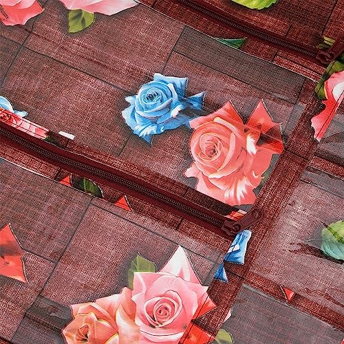 Kuber Industries Document Holder | PVC Flower Design Document Organizer | Double Sided Document Holder for Home | 7 Small Pocket with 3 Zipper | Maroon - Image 5