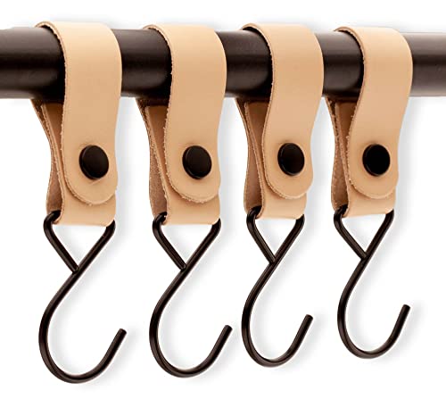 Brute Strength Leather Straps with Hooks Natural 4X Full Grain Leather Mommy Hook Stroller Clip Black - Image 3