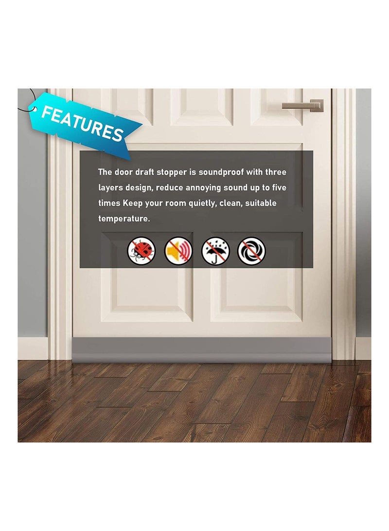 Adjustable 37" Door Draft Stopper - One-Sided Insulator for Interior/Exterior Doors, Soundproof Weather Stripping, Gray Cuttable Door Sweep to Block Drafts and Noise. - Image 4