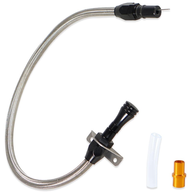 YESHMA Transmission Dipstick Stainless Braided Hose TH350 TH400 700R4 Tranny SBC BBC 530mm Compatible with Chevy Black