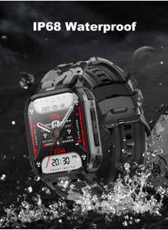 Lemfo Bluetooth Smart Watch, 1.85" HD Display Smart Fitness Watch, 1p68 Waterproof Military Smart Wrist Watch With 100 Plus Sports Mode, Voice Assistance Health Monitoring Watch For Men, (VIP Gun Black)  - Image 2