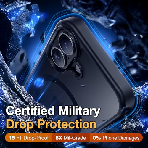 Yriklso 3 in 1 Strong Magnetic Case for iPhone 17,1X Screen Protector +1X Camera Lens, Protective Shockproof Cover,Phone Case for iPhone 17 6.3" Matte Black - Image 5