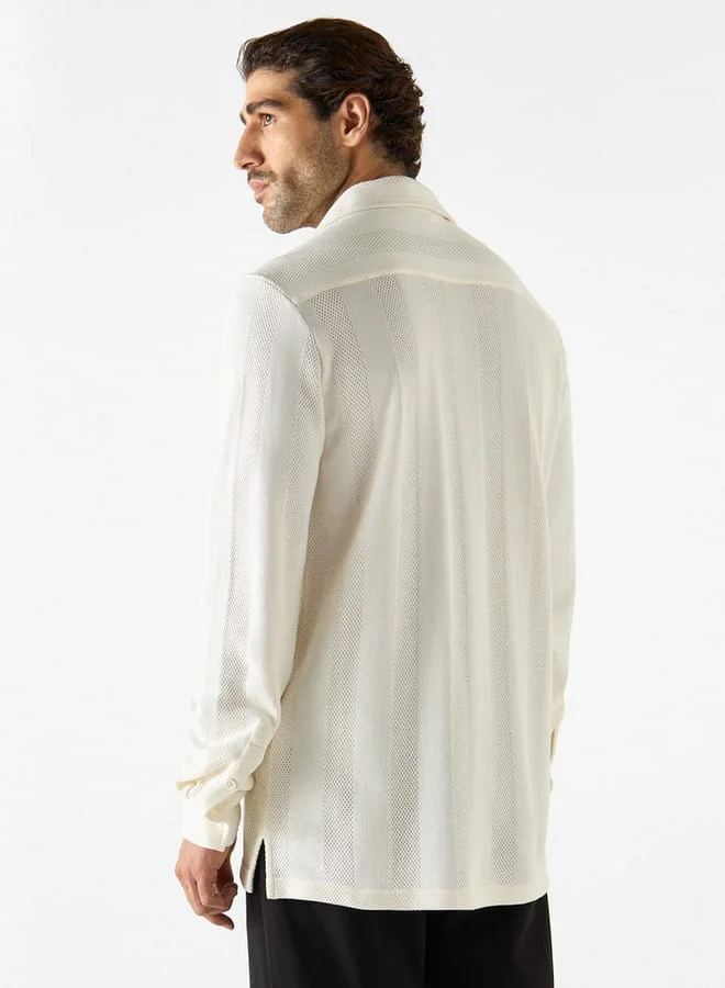 Iconic Iconic Textured Shirt with Long Sleeves