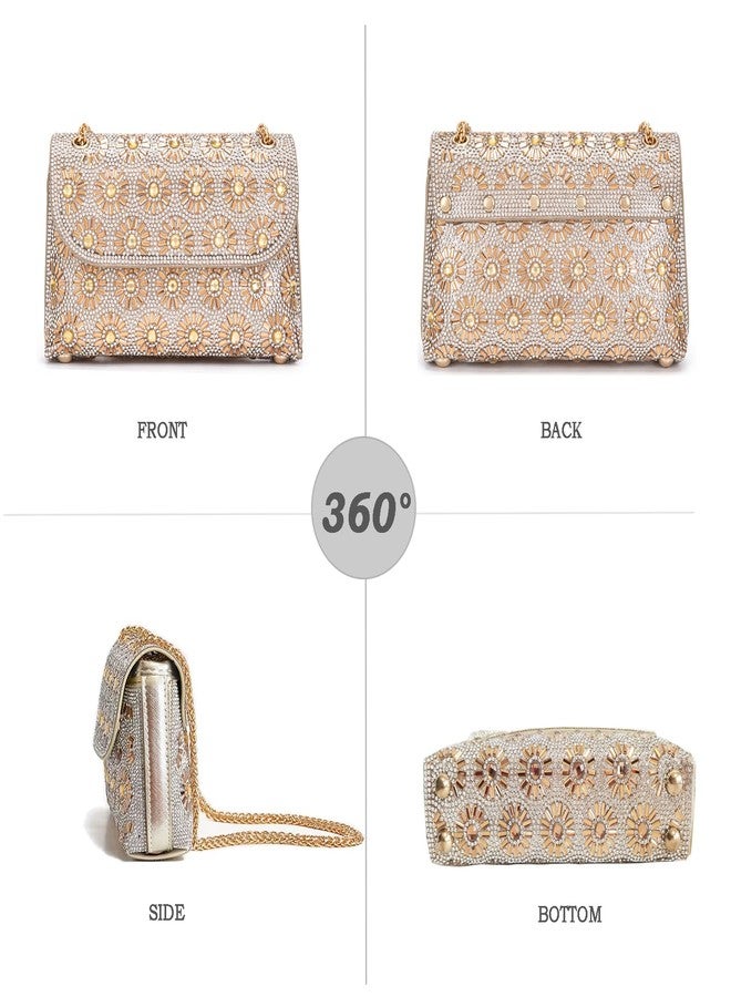 BBTT.ful Shoulder Bags Crossbody Bag Purses Handbags Crystals Rhinestone Evening Bag for Women Clutch Purse with Chain (champagne) - Image 3
