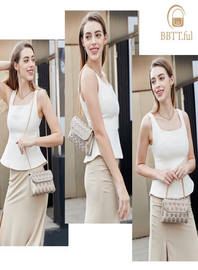 BBTT.ful Shoulder Bags Crossbody Bag Purses Handbags Crystals Rhinestone Evening Bag for Women Clutch Purse with Chain (champagne) - Image 2