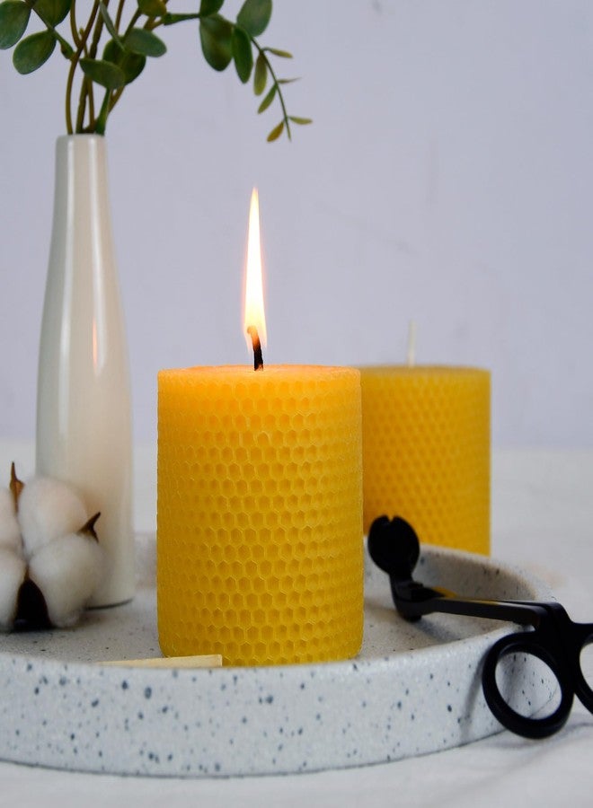 ENCANLIGHT 4 Pack Pure 3x3 inch Rolled Beewaxs Candle - 9 Hours Long Burning Honaycomb Candles, Dripless and Smokeless for Home Decor Party Wedding Dinner - Image 3