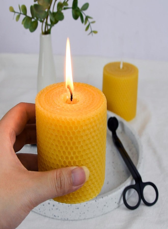 ENCANLIGHT 4 Pack Pure 3x3 inch Rolled Beewaxs Candle - 9 Hours Long Burning Honaycomb Candles, Dripless and Smokeless for Home Decor Party Wedding Dinner - Image 4