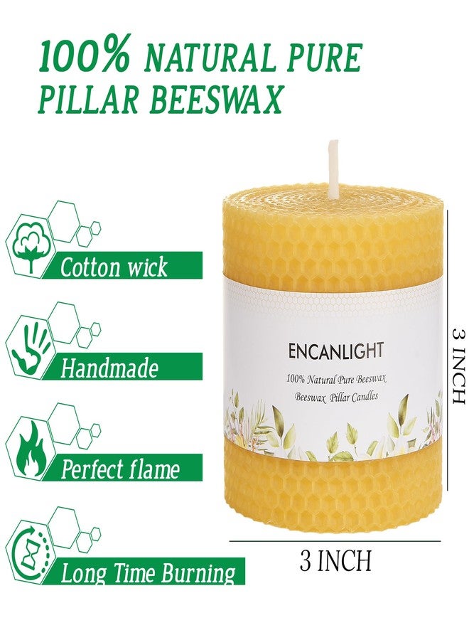 ENCANLIGHT 4 Pack Pure 3x3 inch Rolled Beewaxs Candle - 9 Hours Long Burning Honaycomb Candles, Dripless and Smokeless for Home Decor Party Wedding Dinner - Image 2