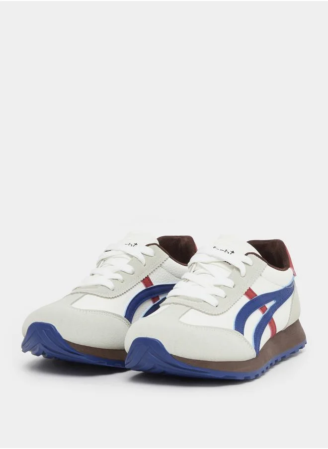 Styli Color Block Contrast Lined Lace-Up Sneakers